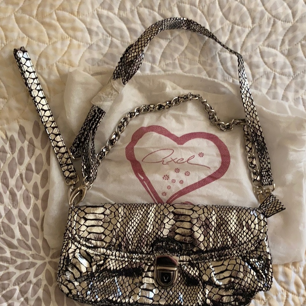 New Handbag/clutch and long strap w/ snakeskin